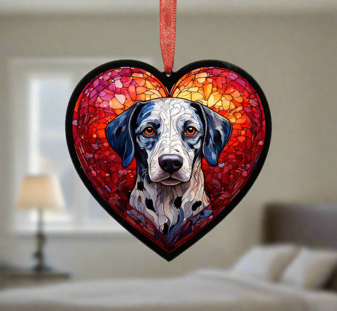 Dalmatian Stained Glass Effect Heart Suncatcher
